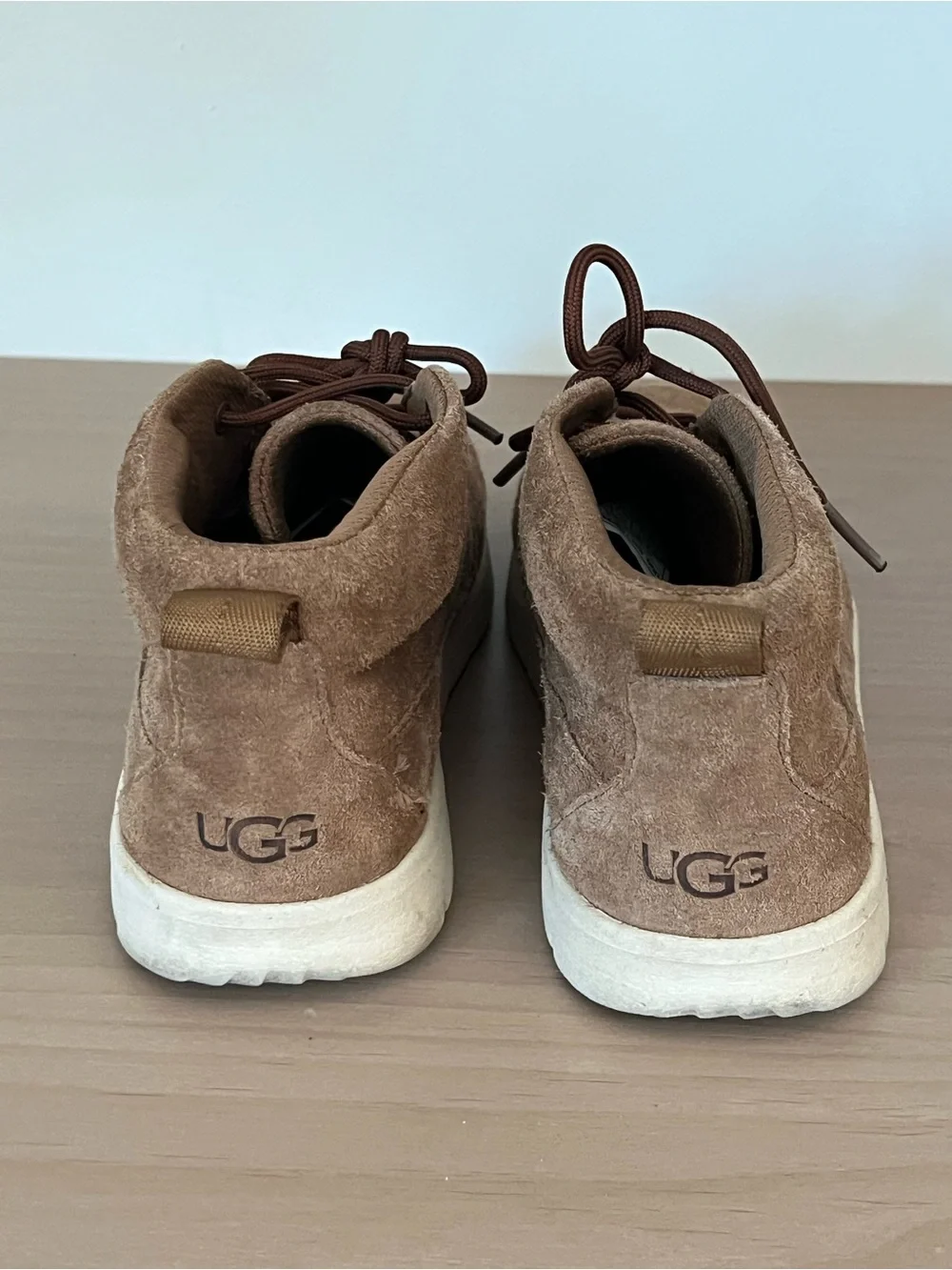 UGG Kids Brown Suede Lace-Up Casual Boots with White Sole